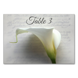 Numéro De Table Calla lily sur écriture manuscrite