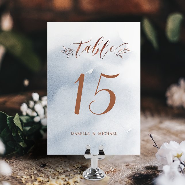 Numéro De Table Calligraphie bleu outremer mariage rustique numéro (Dusty blue calligraphy rustic wedding table number)
