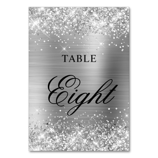 Numéro De Table Calligraphie Classique Fantaisie Pailletée Argenté (Par défaut)