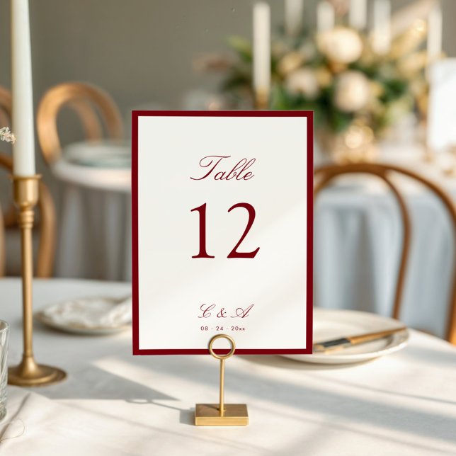 Numéro De Table Calligraphie Classique Rouge Profond Vieille Fortu (Créateur téléchargé)