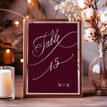 Numéro De Table Calligraphie de luxe Bourgogne Mariage numéro 15,<br><div class="desc">Tableau 15. Veuillez vérifier tous les numéros disponibles. | Luxe et élégante calligraphie tourbillonnant numéro de table mariage avec vos initiales. Pour une personnalisation plus avancée de cette conception,  cliquez sur le BOUTON OUTIL DESIGN BLEU ci-dessus !</div>