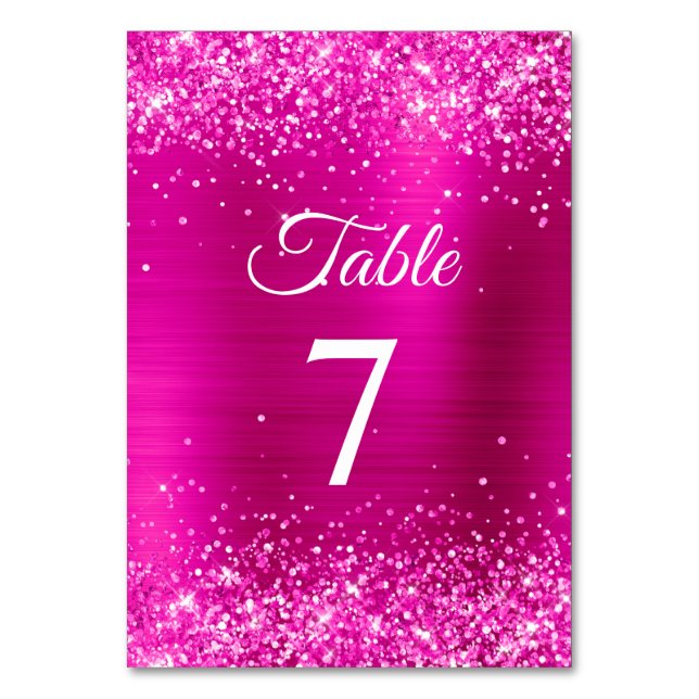 Numéro De Table Calligraphie élégante en feuille rose chaud paille (Par défaut)