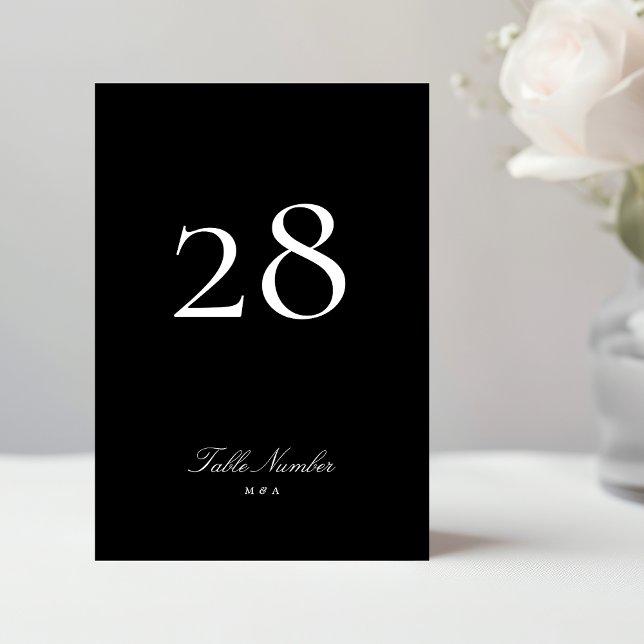 Numéro De Table Calligraphie Formale Classique Mariage Tuxedo Noir (Créateur téléchargé)