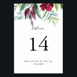 Numéro De Table Calligraphie Mariage floral de couleur tropicale<br><div class="desc">Cette calligraphie de couleur tropicale, numéro de table de mariage floral est parfaite pour un mariage rustique. Ce design enchanteur peint à la main présente des fleurs violettes, des fleurs précieuses et un feuillage vert soigneusement arrangé en bouquets élégants. Il s'agit d'un numéro de table recto-verso. Ajoutez chaque numéro de...</div>