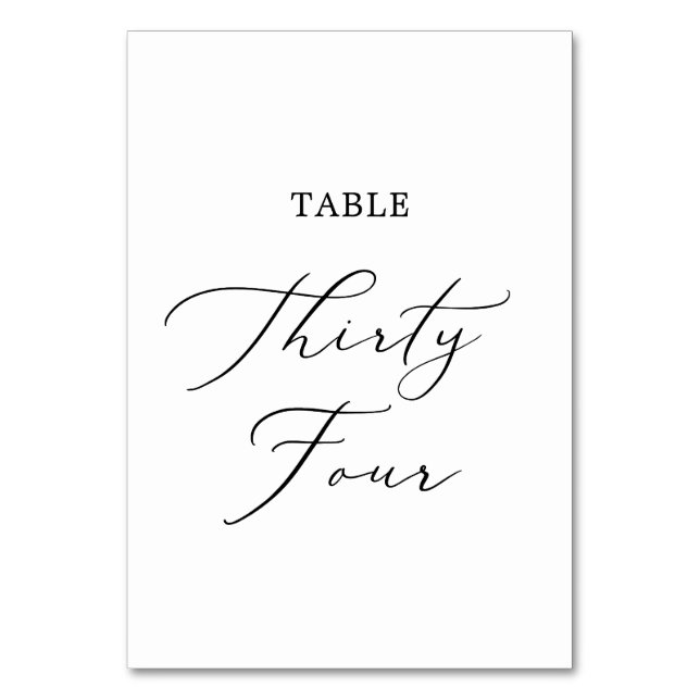Numéro De Table Calligraphie noire délicate Table Trente-quatre (Par défaut)