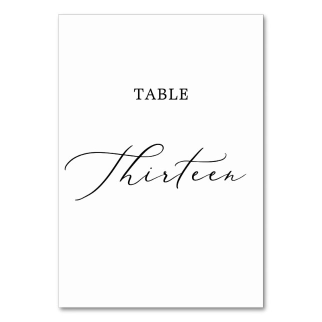 Numéro De Table Calligraphie noire délicate Tableau Treize (Par défaut)