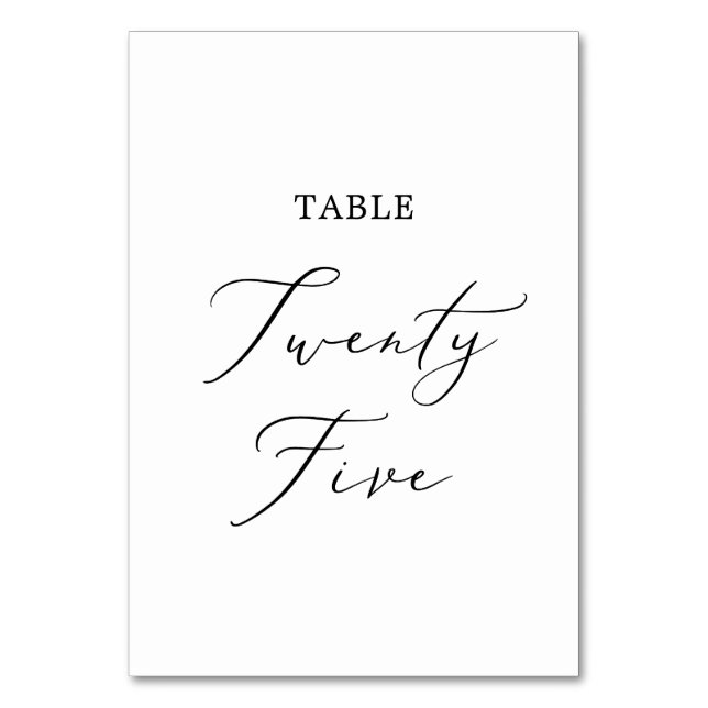 Numéro De Table Calligraphie noire délicate Tableau Vingt-cinq (Par défaut)