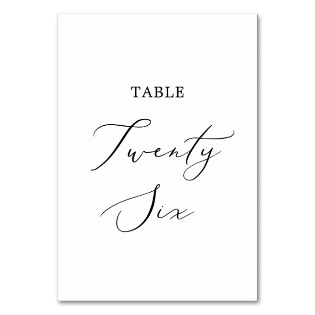 Numéro De Table Calligraphie noire délicate Tableau Vingt-six (Par défaut)