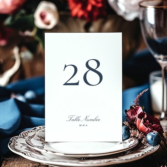 Numéro De Table Calligraphie officielle classique Marine Bleu Blan (Créateur téléchargé)