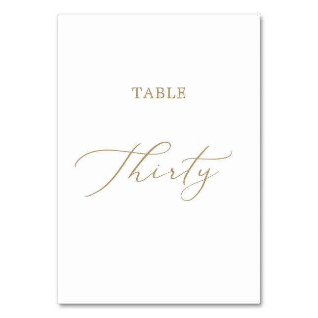 Numéro De Table Calligraphie Or Délicate Table Trente (Par défaut)