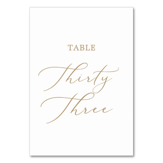 Numéro De Table Calligraphie Or Délicate Table Trente Trois (Par défaut)