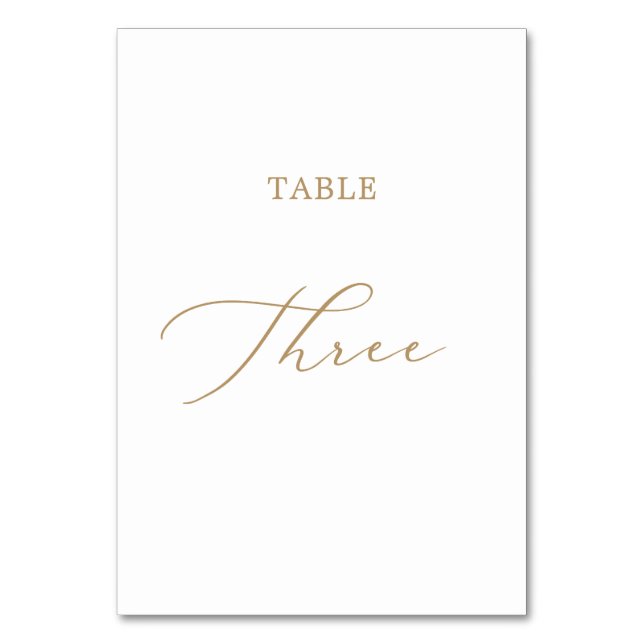Numéro De Table Calligraphie Or Delicée Tableau Trois Numéro de ta (Par défaut)