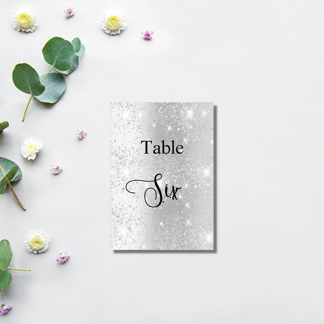 Numéro De Table Calligraphie parties scintillant en argent tableau (Créateur téléchargé)