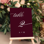 Numéro De Table Calligraphie romantique Mariage numéro 2, Bourgogn<br><div class="desc">Tableau 2. Veuillez vérifier tous les numéros disponibles. | Numéro de table du mariage de calligraphie tourbillonnant romantique et élégant. Pour une personnalisation plus avancée de cette conception,  cliquez sur le BOUTON OUTIL DESIGN BLEU ci-dessus !</div>