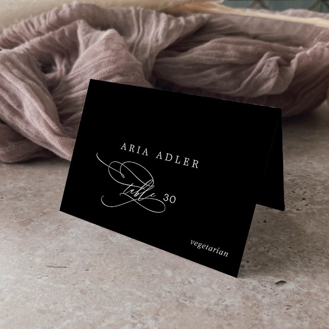 Numéro De Table Calligraphie romantique Menu Noir Option Placer le (Créateur téléchargé)