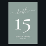 Numéro De Table Calligraphie Script Sage Green Mariage double face<br><div class="desc">Élégante calligraphie Script Sage Green Mariage Numéros de table Double face avec personnalisation personnalisée. Aidez vos invités à trouver facilement leur chemin avec ces cartes de numéro de table double face simples et élégantes. Il est facile d'ajouter le, les chiffres, les noms et la date ! Dispose d'une jolie main...</div>