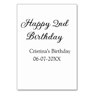 Numéro De Table calligraphie simple minimum heureux 2e anniversair