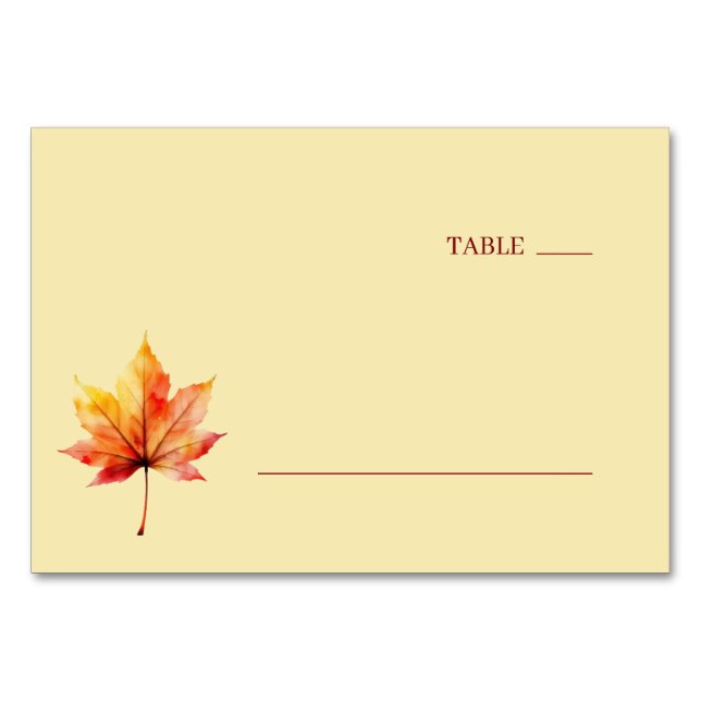 Numéro De Table Calm Autumn Watercolor Maple Leaf (Devant)