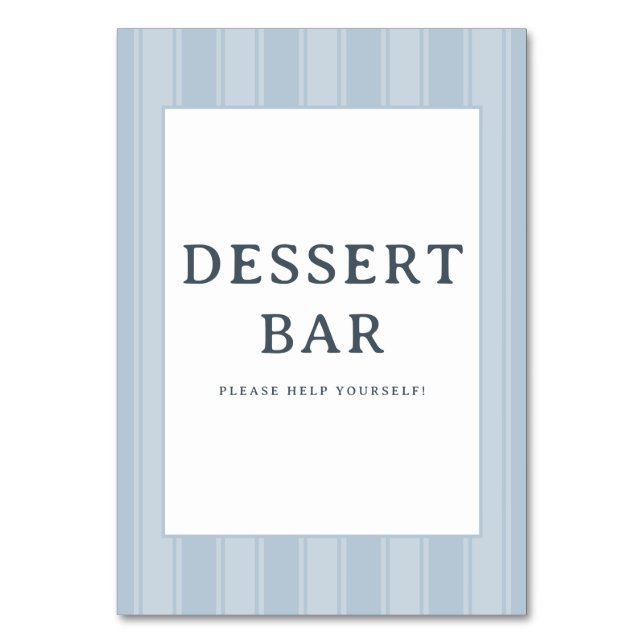 Numéro De Table Calm Blue Minimalist Dessert Bar Sign (Par défaut)