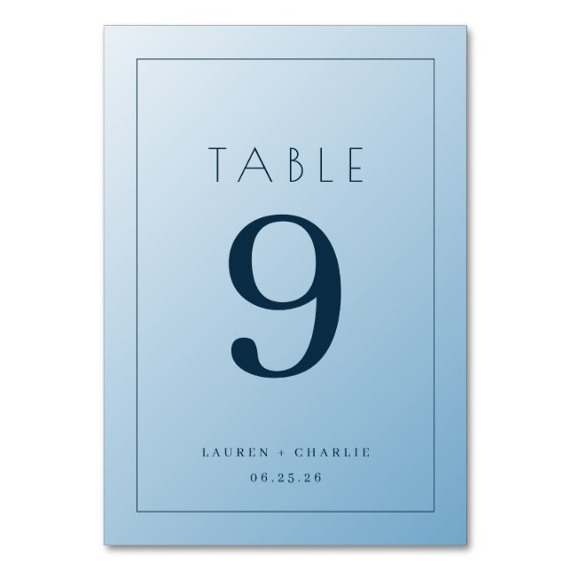 Numéro De Table Calm Blue Minimalist Wedding Table Card (Par défaut)