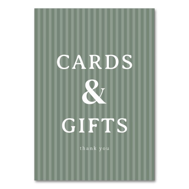 Numéro De Table Calm Green Minimalist Gratitude Card (Par défaut)
