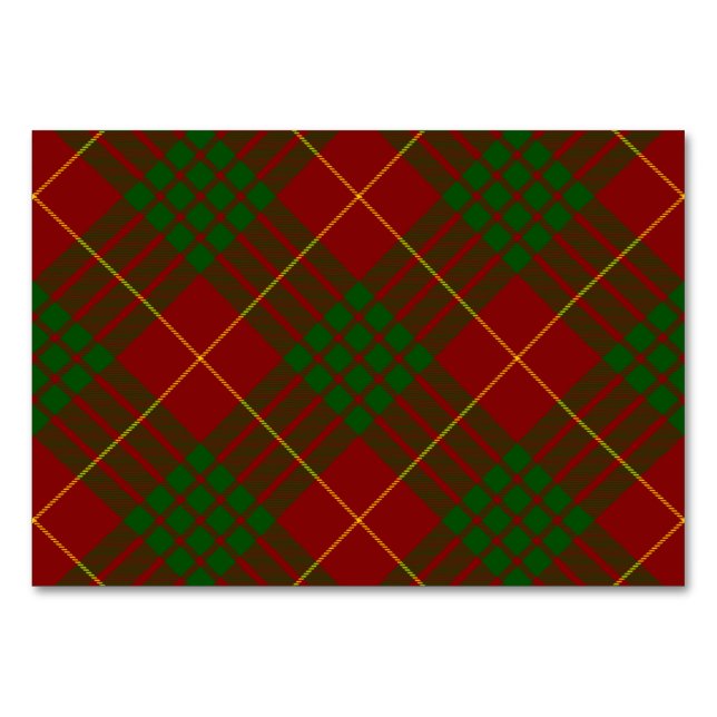 Numéro De Table Cameron tartan rouge vert plaid (Devant)