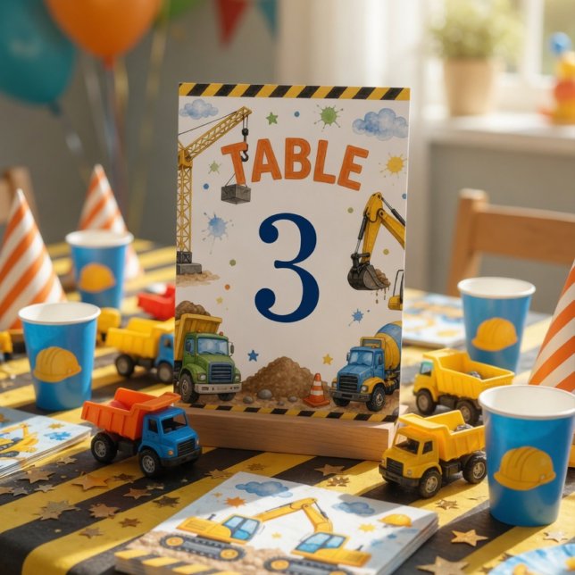 Numéro De Table Camion d'anniversaire de construction Fête d'anniv (Créateur téléchargé)