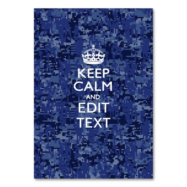 Numéro De Table Camo numérique bleu GARDER SON CALME ET Modifier T (Par défaut)