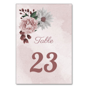 Numéro De Table cannelle rose rose blanc floral