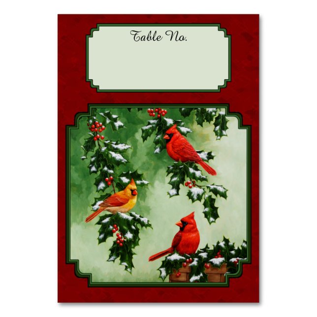 Numéro De Table Cardinaux boréaux et houx rouge (Par défaut)