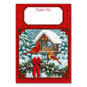 Numéro De Table Cardinaux de Noël Mangeoire Rouge