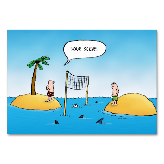 Numéro De Table Caricature amusante de Shark Volleyball (Devant)