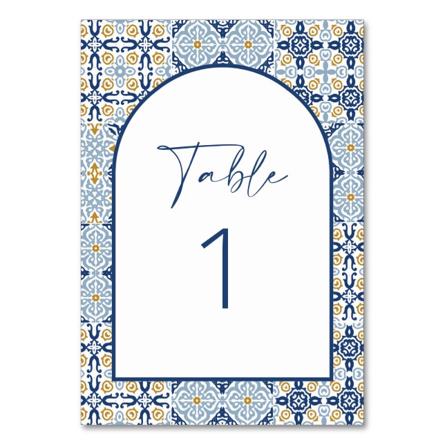 Numéro De Table Carreau bleu et jaune d'Amalfi  (Par défaut)