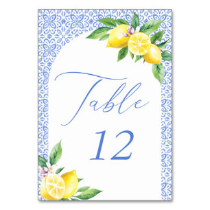 Numéro De Table Carrelage bleu italien Citron Positano