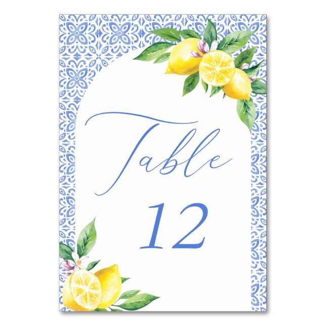 Numéro De Table Carrelage bleu italien Citron Positano (Par défaut)