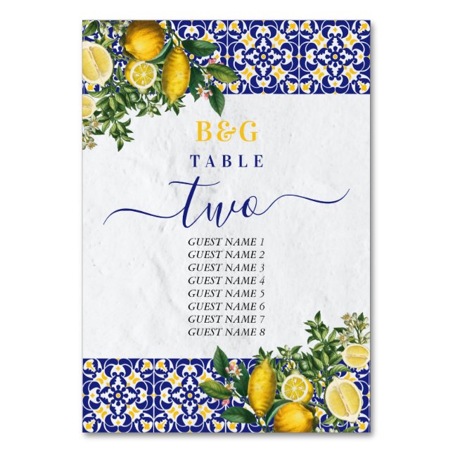 Numéro De Table Carrelage méditerranéen Itinéraire Mariage citron (Par défaut)