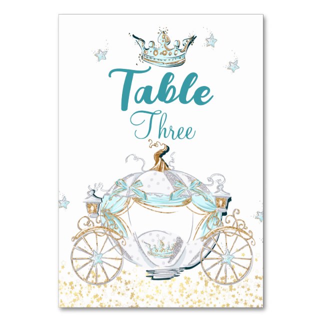 Numéro De Table Carrosse de princesse Cendrillon sarcelle et or (Par défaut)