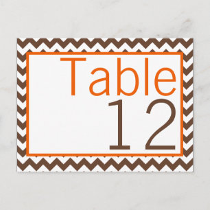 Numéro de table Carte Brown Orange Chevron Nom