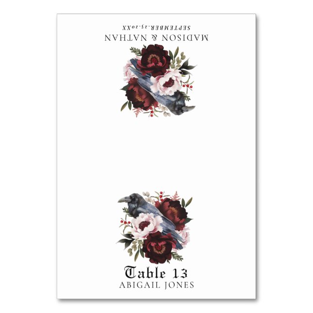 Numéro De Table Carton de mariage gothique à l'aquarelle avec corb (Par défaut)