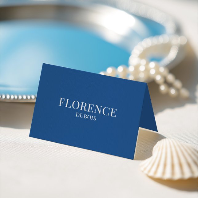 Numéro De Table Carton de Table Élégant Classique Bleu et Blanc po (Elegant Classic Blue & White Wedding Place Card)