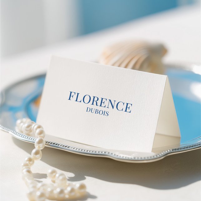 Numéro De Table Carton de Table Élégant Classique Bleu et Blanc po (Elegant Classic Blue & White Wedding Place Card)