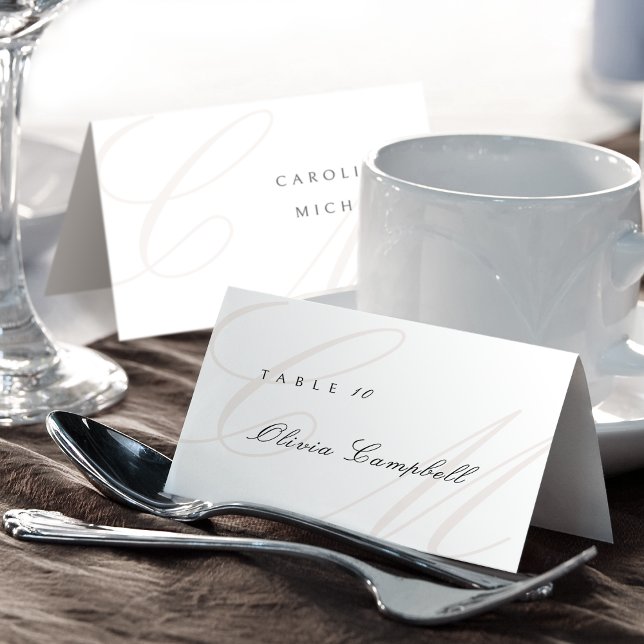 Numéro De Table Carton de table pliable à monogramme de calligraph (Classic Calligraphy Monogram Foldable Place Card)