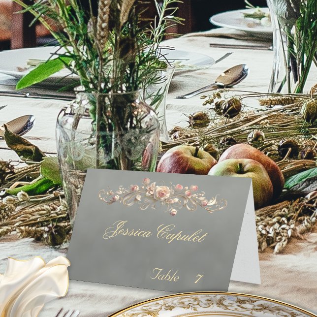 Numéro De Table Carton de table - Rose et monogramme en forme de c (Créateur téléchargé)