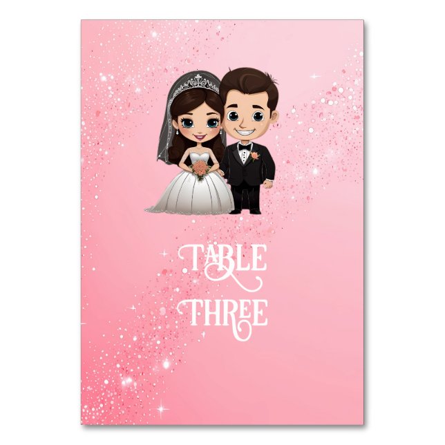 Numéro De Table Cartons d'invitation de mariage roses avec étincel (Par défaut)