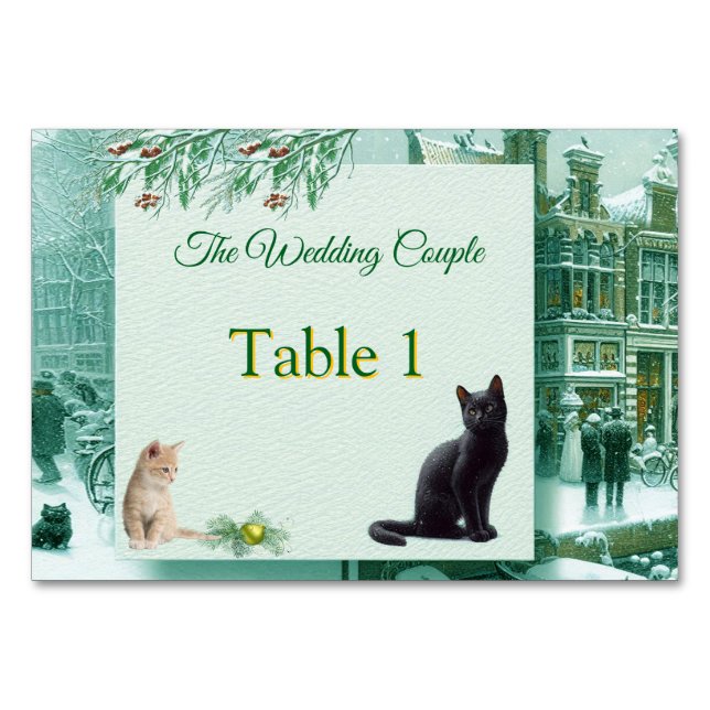 Numéro De Table Célébrations d'hiver dans la neige, avec Kittens (Devant)