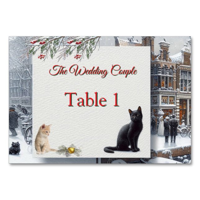 Numéro De Table Célébrations d'hiver dans la neige, avec Kittens (Devant)