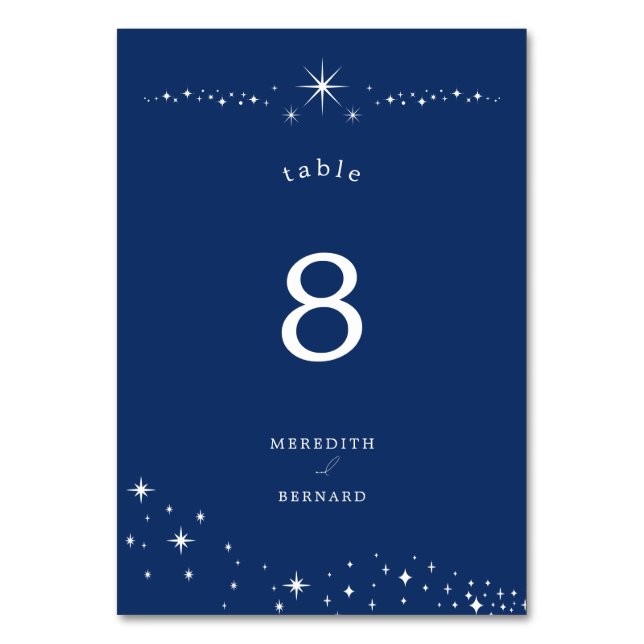 Numéro De Table Céleste Élégant Mariage Étoiles Bleu Nuit (Par défaut)