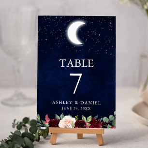 Numéro De Table Céleste Mariage Sky Stars Lune Floral