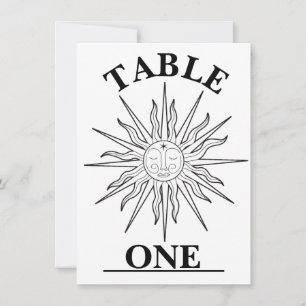 Numéro de table céleste soleil fantaisiste noir et