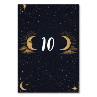 Numéro De Table Celestial Starry Night Gold Moon Table Number